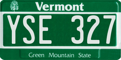 VT license plate YSE327