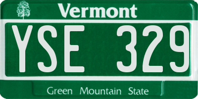 VT license plate YSE329
