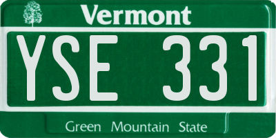 VT license plate YSE331