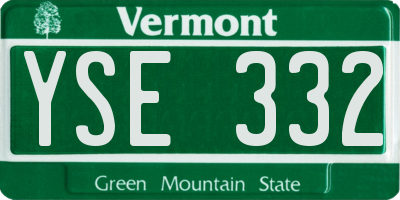 VT license plate YSE332