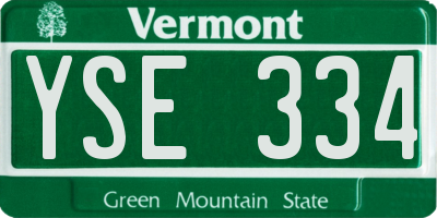 VT license plate YSE334