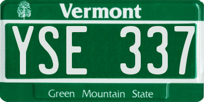 VT license plate YSE337