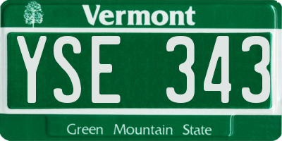 VT license plate YSE343