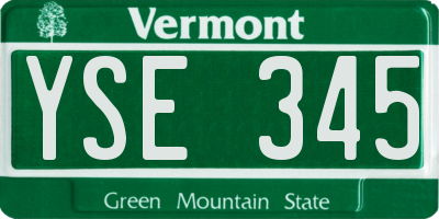 VT license plate YSE345