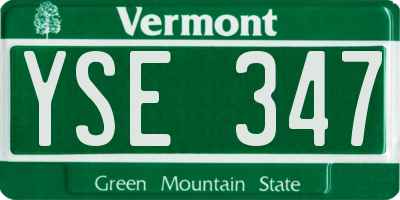 VT license plate YSE347