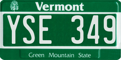 VT license plate YSE349