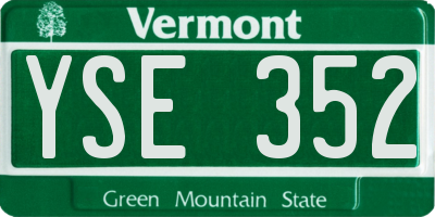 VT license plate YSE352