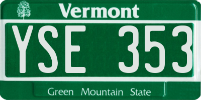VT license plate YSE353