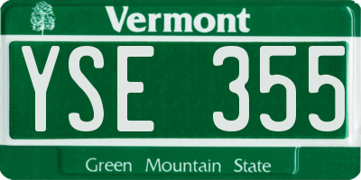 VT license plate YSE355