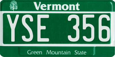 VT license plate YSE356