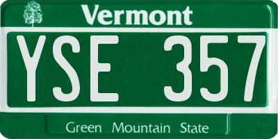 VT license plate YSE357