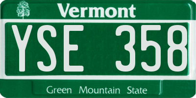 VT license plate YSE358