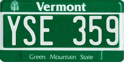 VT license plate YSE359
