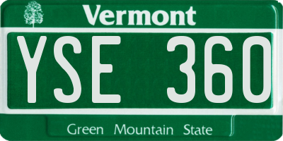 VT license plate YSE360