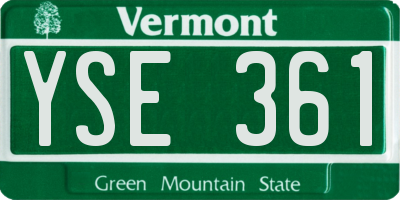 VT license plate YSE361