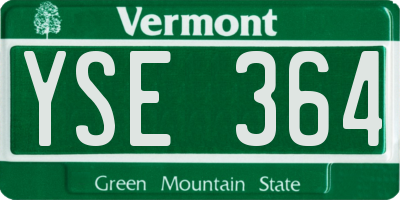 VT license plate YSE364