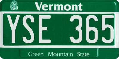 VT license plate YSE365