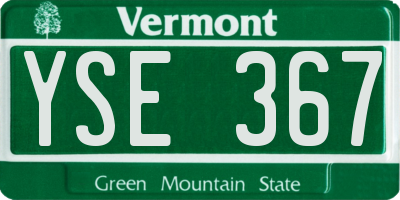 VT license plate YSE367