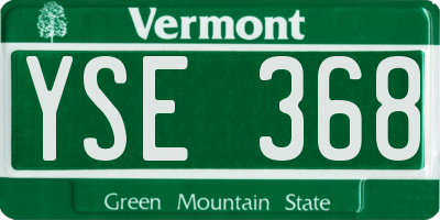 VT license plate YSE368