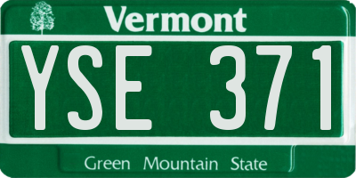 VT license plate YSE371
