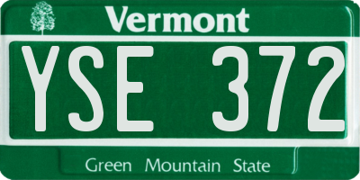 VT license plate YSE372