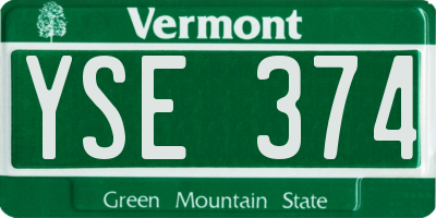 VT license plate YSE374
