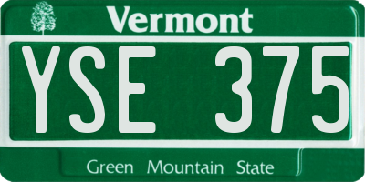 VT license plate YSE375