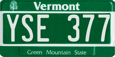 VT license plate YSE377