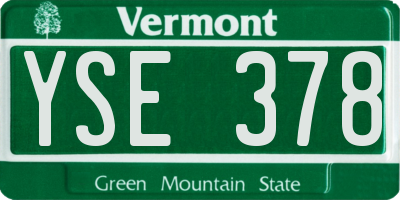 VT license plate YSE378