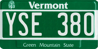 VT license plate YSE380
