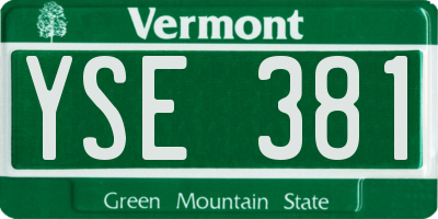 VT license plate YSE381