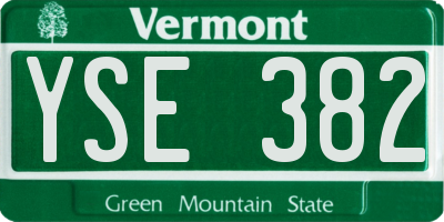 VT license plate YSE382