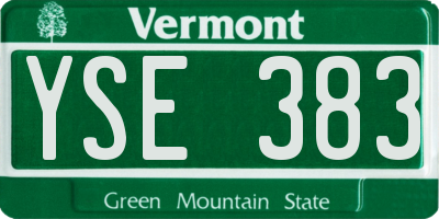 VT license plate YSE383