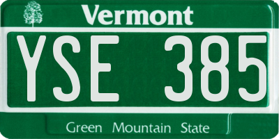 VT license plate YSE385