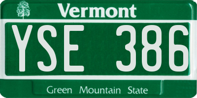 VT license plate YSE386