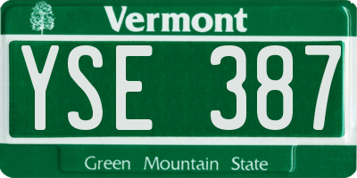 VT license plate YSE387