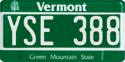 VT license plate YSE388