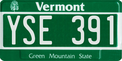 VT license plate YSE391