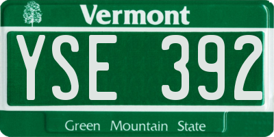 VT license plate YSE392
