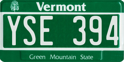 VT license plate YSE394