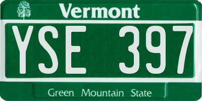 VT license plate YSE397
