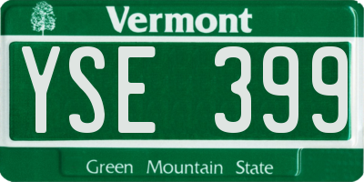 VT license plate YSE399