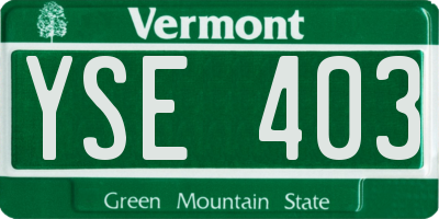 VT license plate YSE403