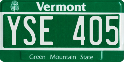 VT license plate YSE405