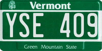 VT license plate YSE409