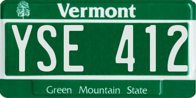 VT license plate YSE412