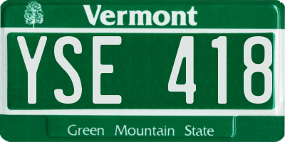 VT license plate YSE418