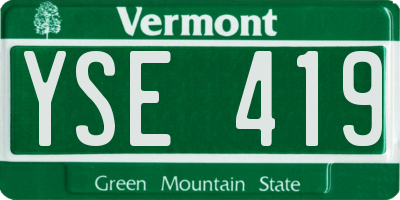 VT license plate YSE419