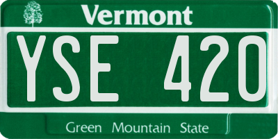 VT license plate YSE420