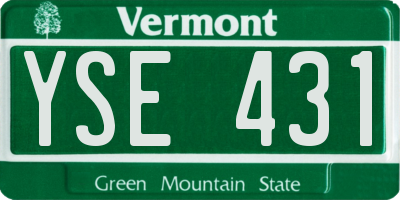 VT license plate YSE431
